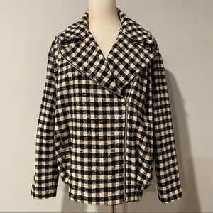beckerman NWT gingham oversized moto jacket